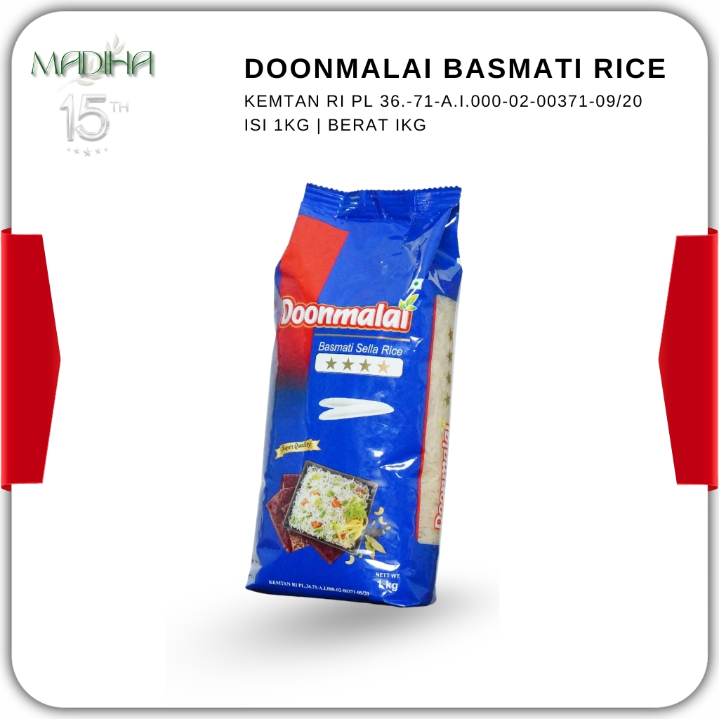 Beras Basmati Doonmalai Sella 1kg - Beras India Premium Bulir Panjang & Rendah Glikemik - Higienis