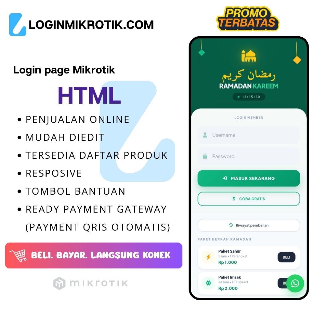 LOGIN PAGE MIKROTIK PREMIUM – SIAP PAKAI & SIAP JUALAN Edisi Ramadhan