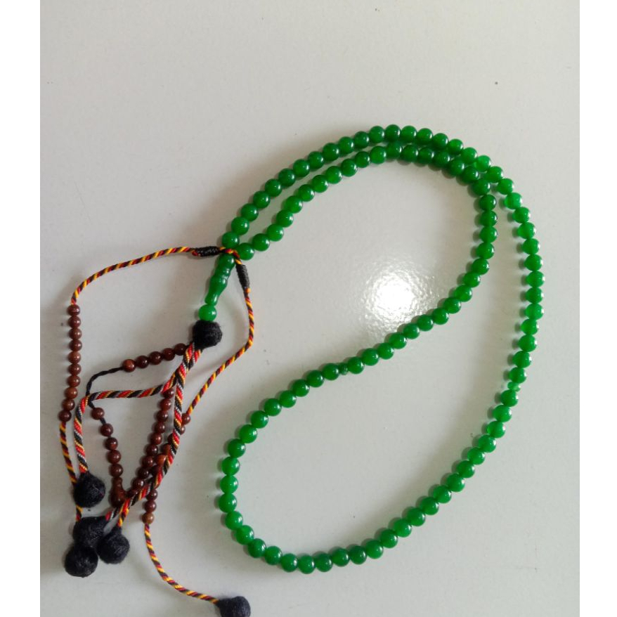 Tasbih kayu Kokka Kaukah Kombinasi Batu Giok Asli 99