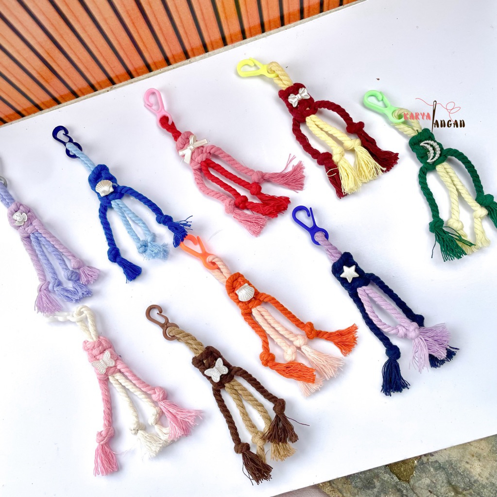 Gantungan Kunci - Tara Promo Gantungan Kunci Macrame Bintang Desain Unik dan Elegan Souvenir Keychai