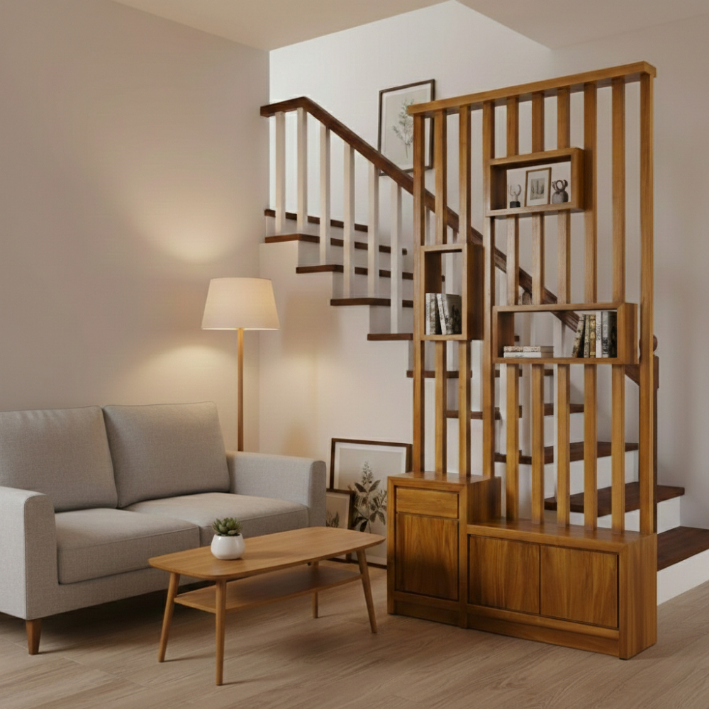 Bufet Partisi Penyekat Ruangan Minimalis Modern Kayu Jati