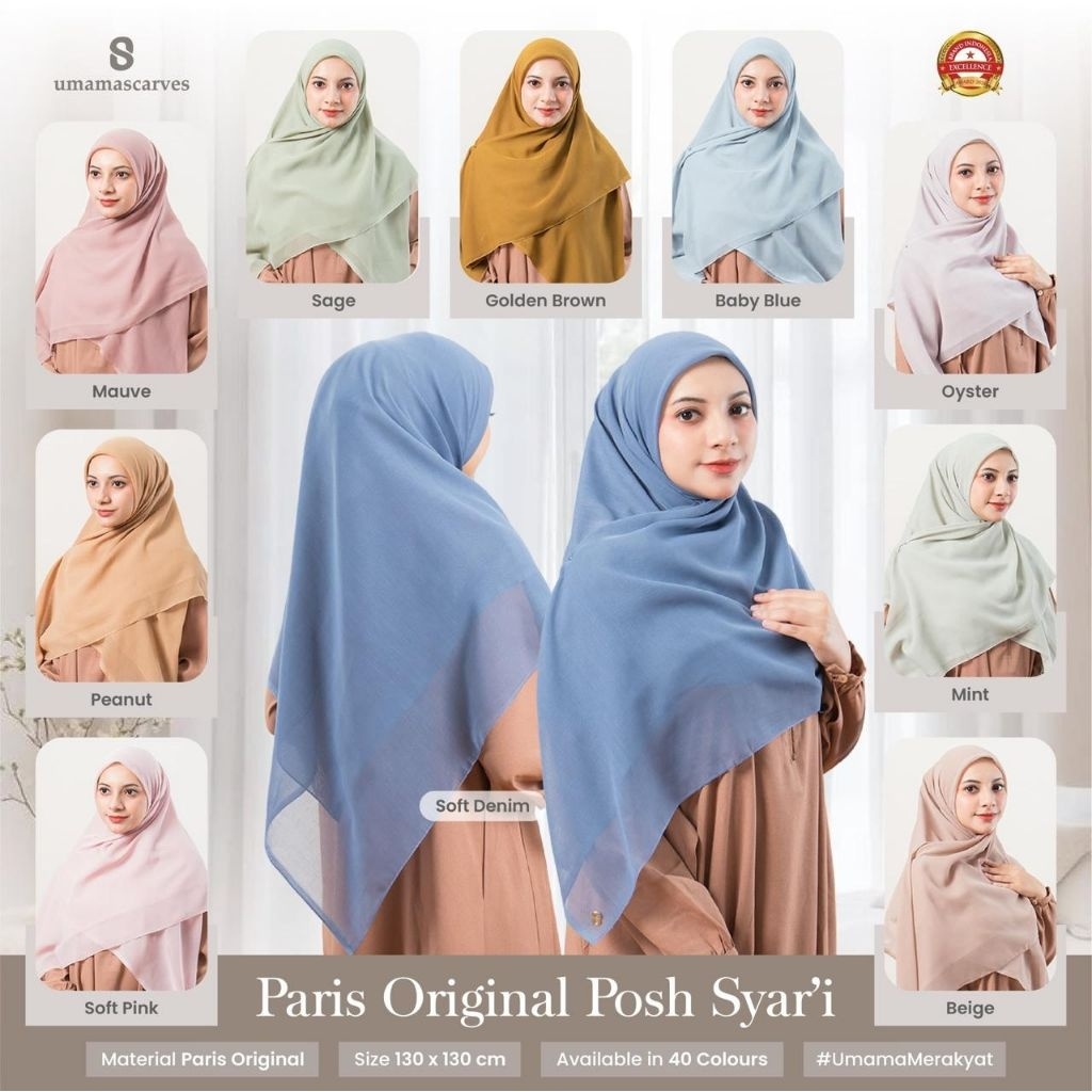 HIJAB SEGI EMPAT PARIS SYARI JUMBO 130 by UMAMA HIJAB