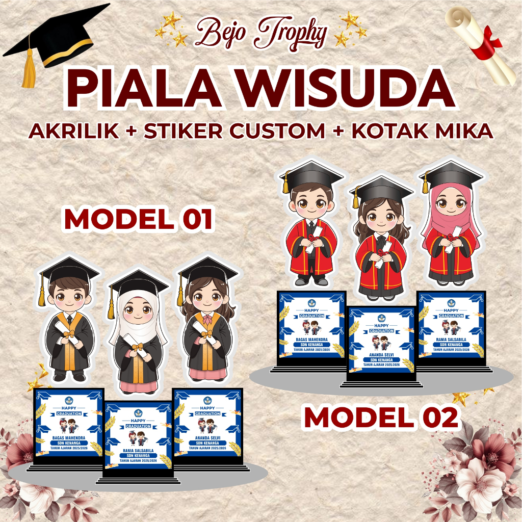 Piala Wisuda Akrilik / Piala wisuda murah / Trophy wisuda akrilik tinggi -+ 25cm /patung boneka pial