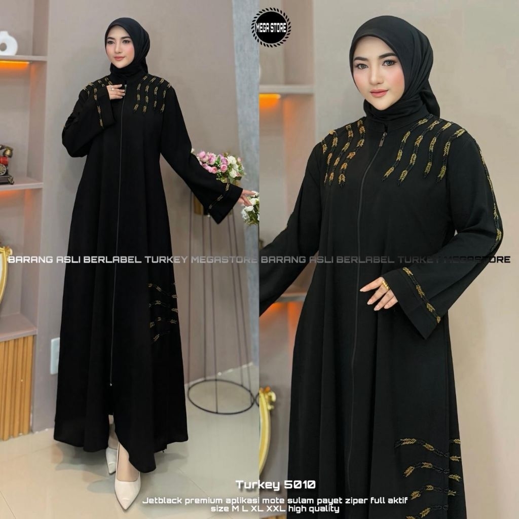 ABAYA TURKEY JETBLACK PREMIUM BORDIR PREMIUM ABAYA MURAH