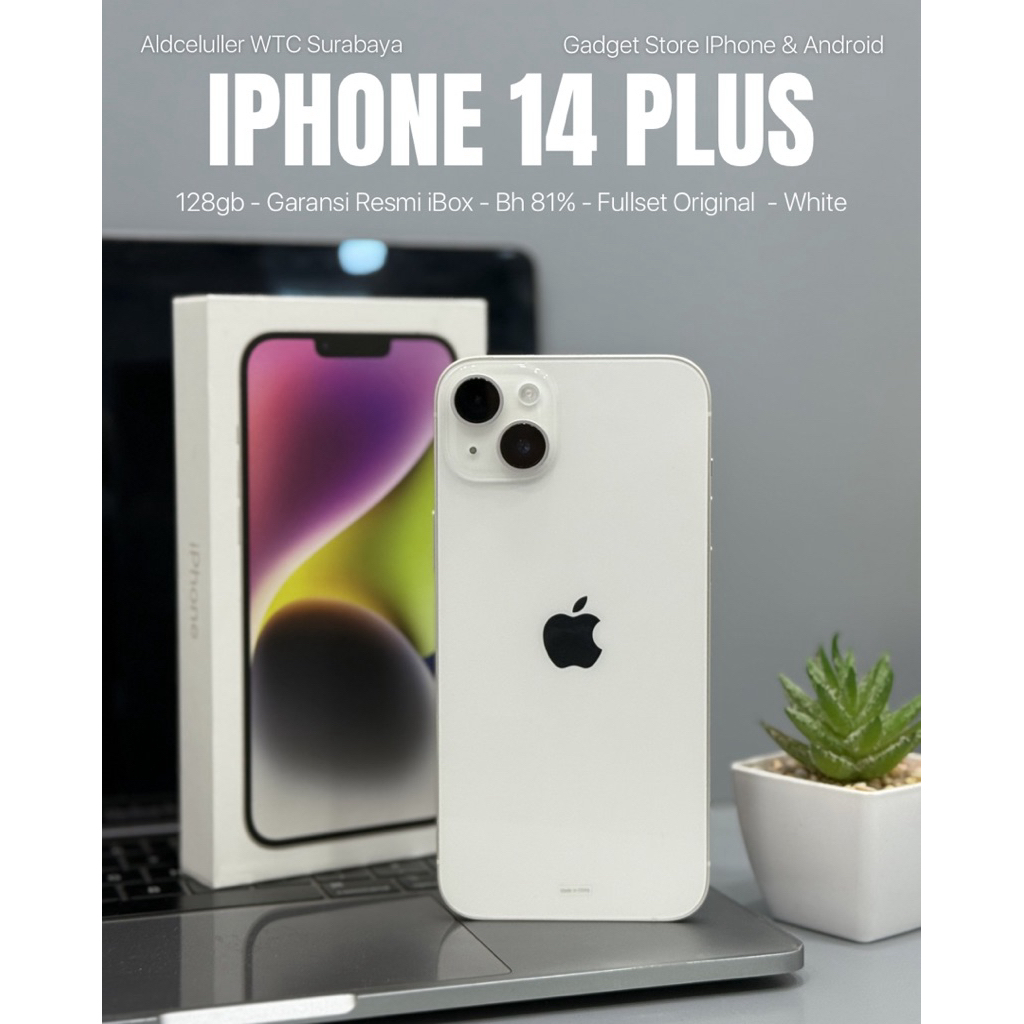 iphone 14 plus 128gb white garansi resmi second