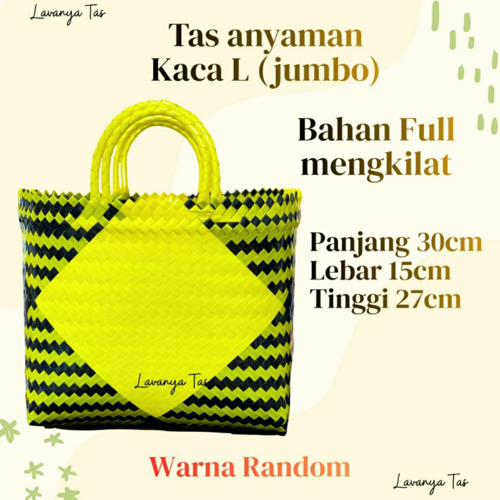 Tas anyaman Kaca L jumbo/bahan mengkilap/bahan glossy /tas anyaman belanja/tas anyaman hajatan