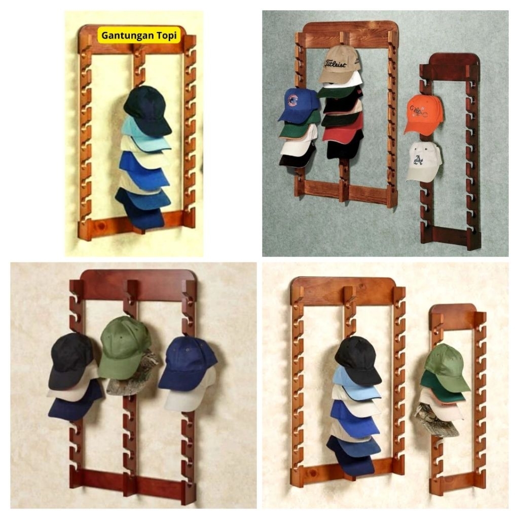 Rak Topi kayu/Hanger/display topi/gantungan topi/rak topi