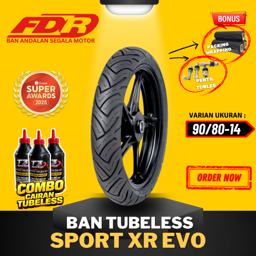 [READY COD] BAN FDR SPORT XR EVO 90/80-14 RING 14 / BAN FDR TUBELESS TUBLES RING 14 ( 90/80-14 ) / B