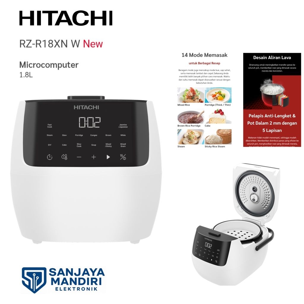 Limited Edition HITACHI Rice Cooker DIGITAL 1.8 Liter Rice Cooker Hitachi RZ-R18XN Garansi Resmi