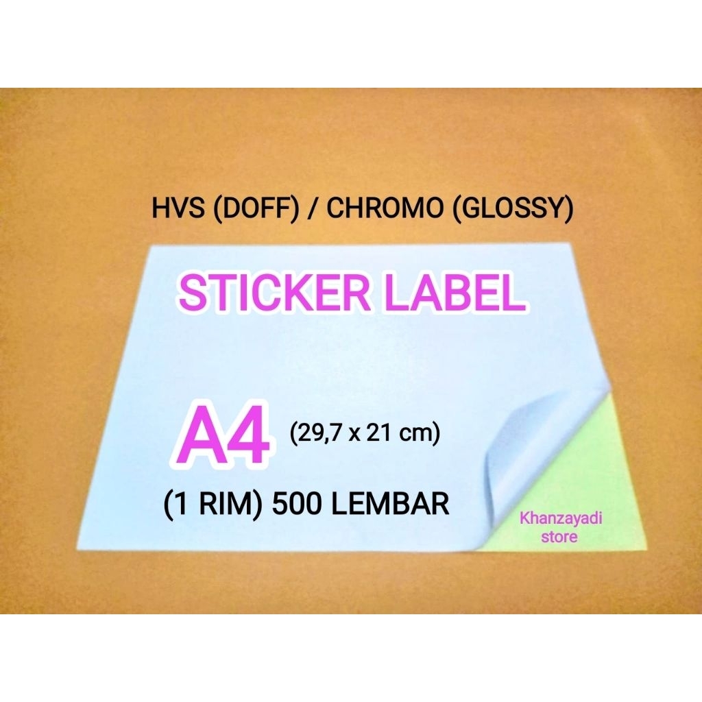 Kertas stiker label A4 isi 500 lembar (1 rim) doff / glossy sticker label A4 putih (doff/glossy) pre
