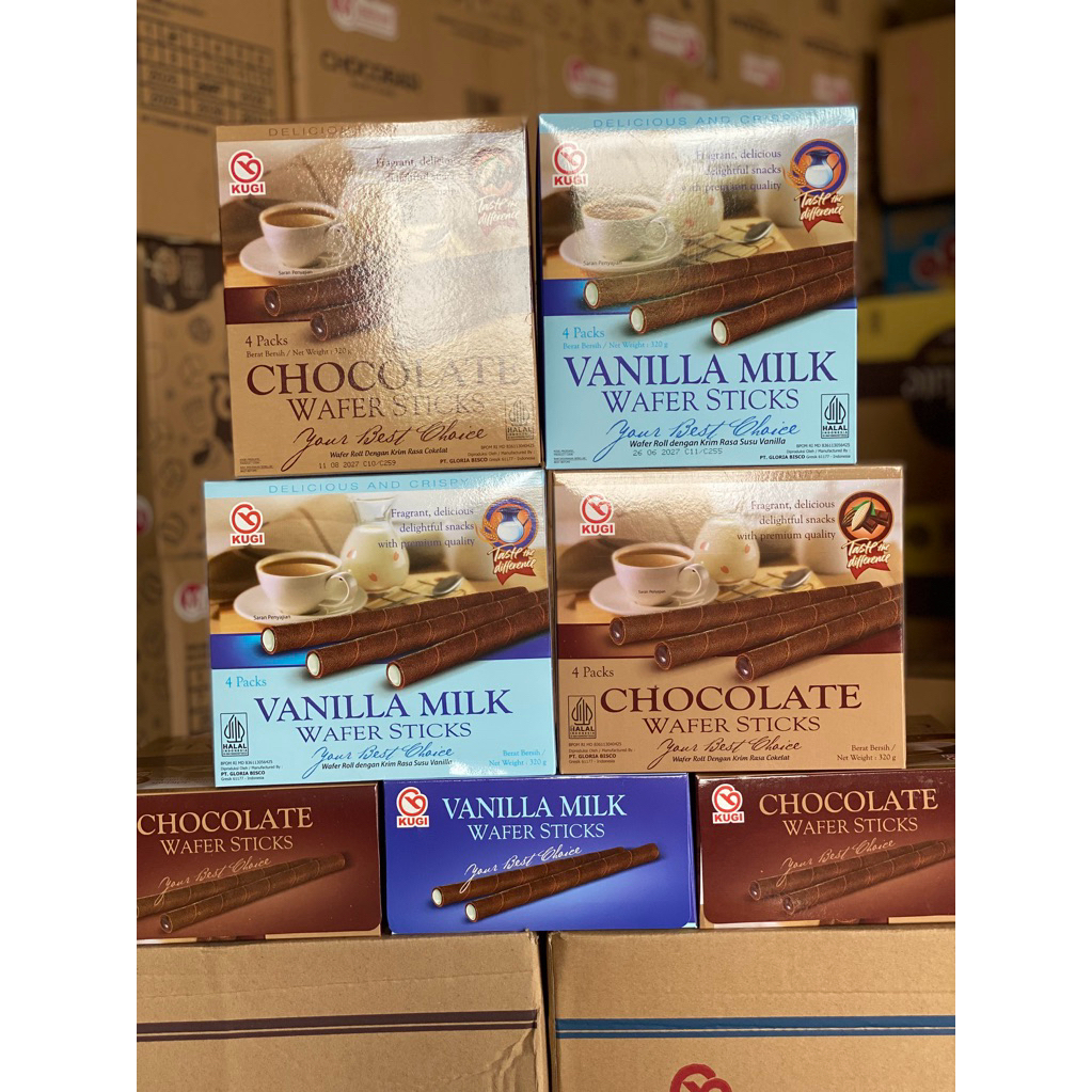 KUGI wafer stik BOX BESAR 320gr / DENEX wafer roll box BESAR 300gr 1 karton isi 12