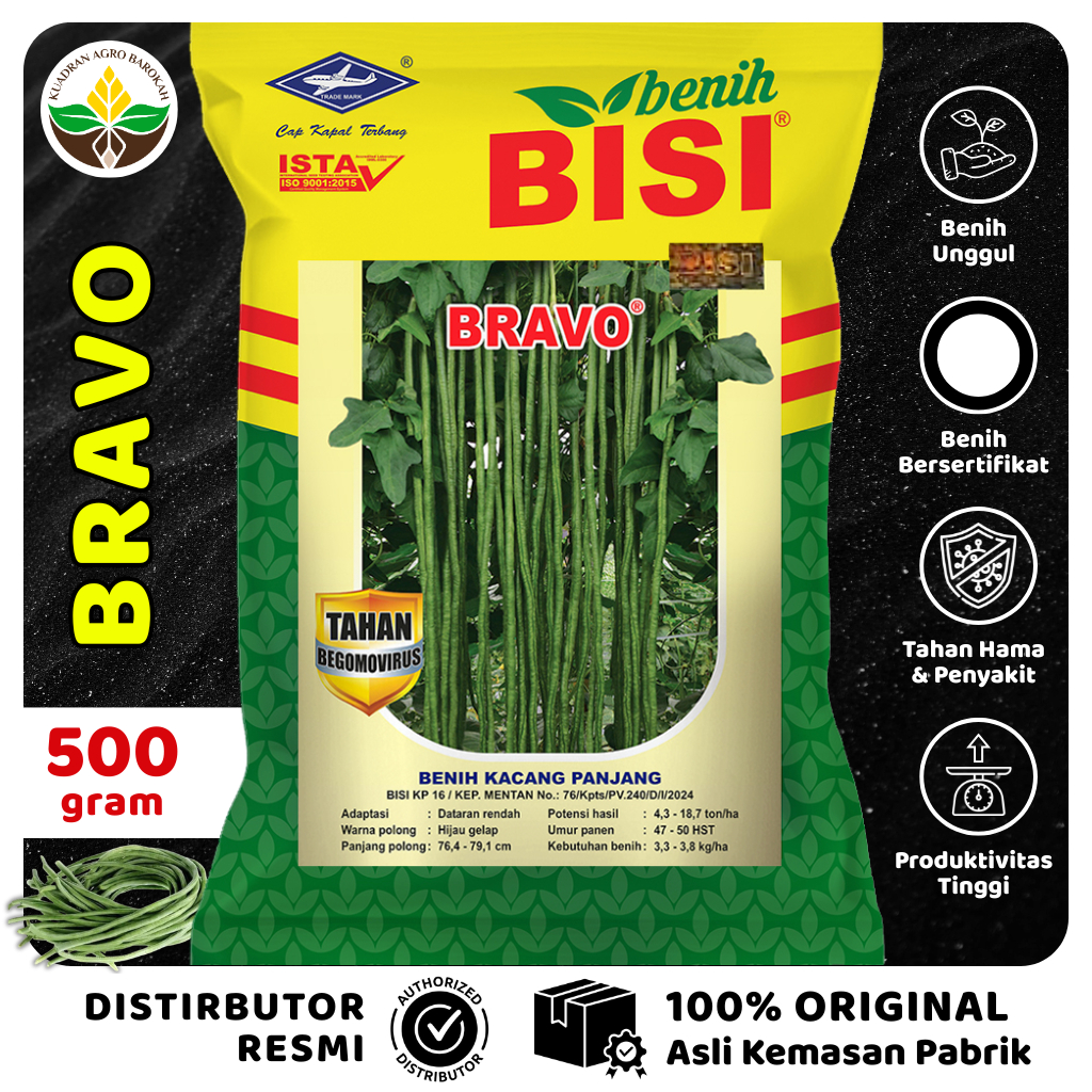 BRAVO Benih Kacang Panjang 500 gr - BISI Cap Kapal Terbang