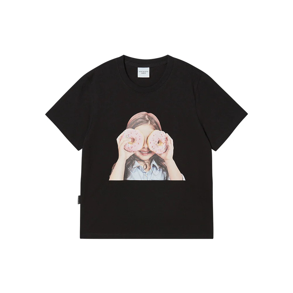 Woman ADLV Baby Face Donut 3 Tee Black