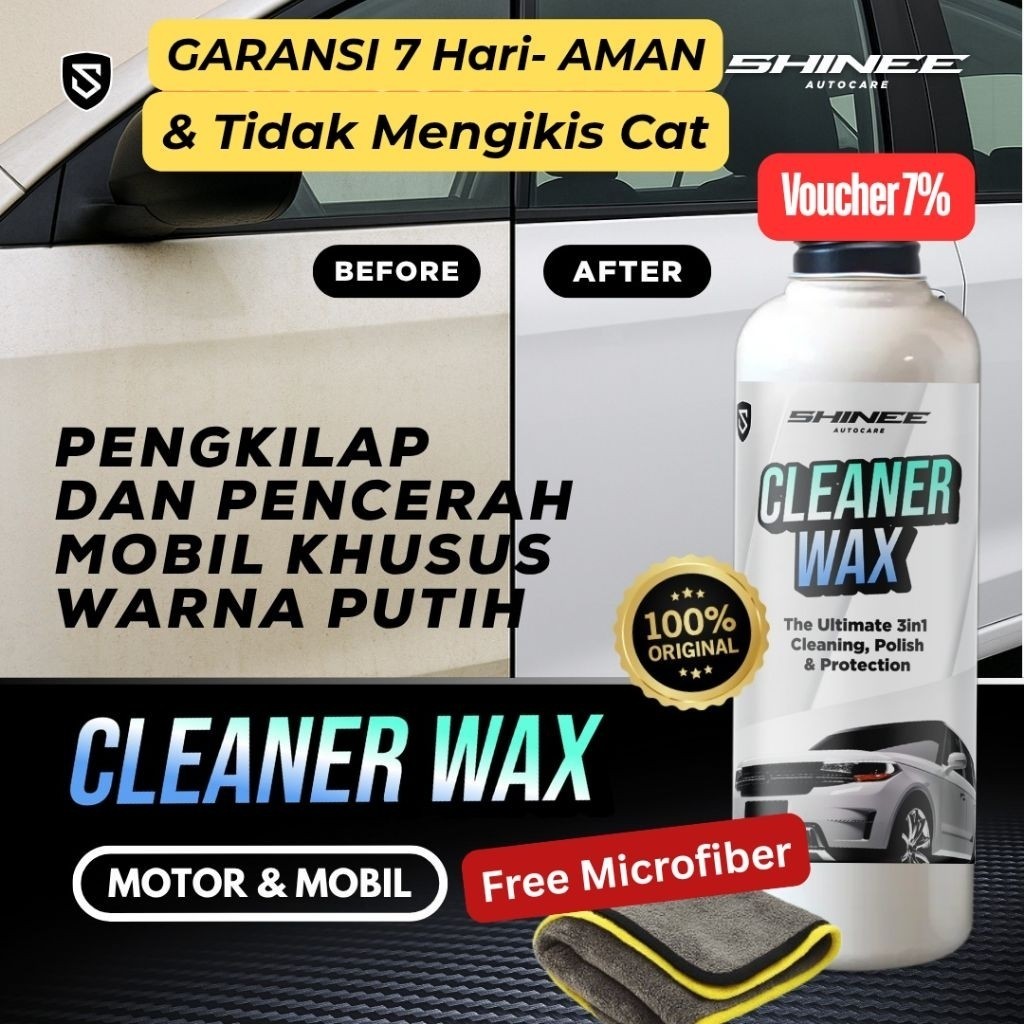 Cleaner Wax SHinee | Poles Body Mobil Penghilang Baret Wax Pengkilap Mobil Putih