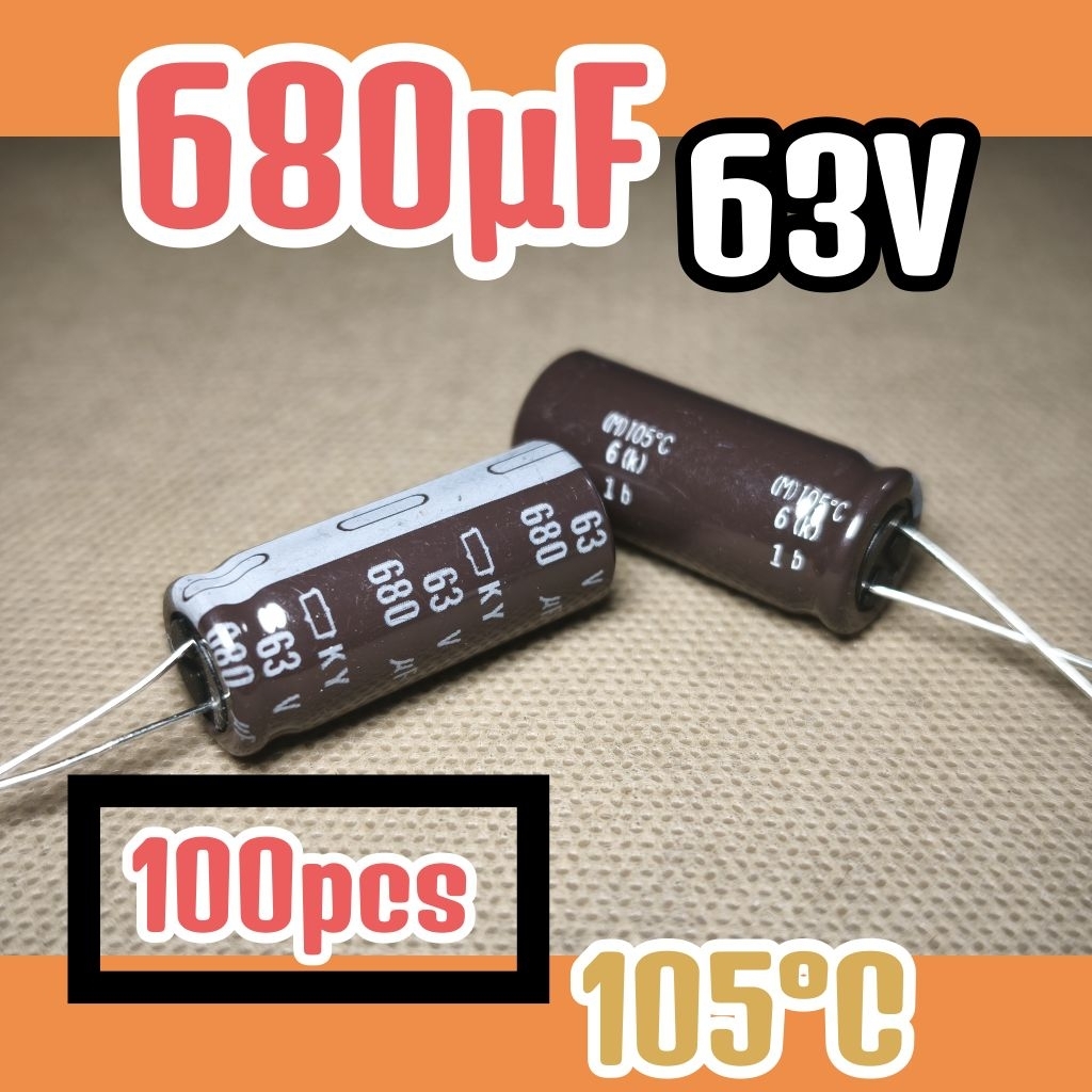 GROSIR 100pcs Kapasitor capasitor elko elco 63v 680uf 63v 680 uf 63 v 63volt 680uF ORIGINAL