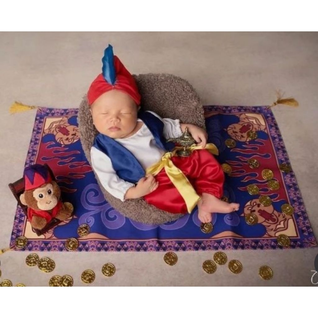 KOSTUM ALADIN BAYI BARU LAHIR, KOSTUM ALADIN NEWBORN, KOSTUM TEMA ALADIN PHOTOSHOOT BAYI NEWBORN,Bab
