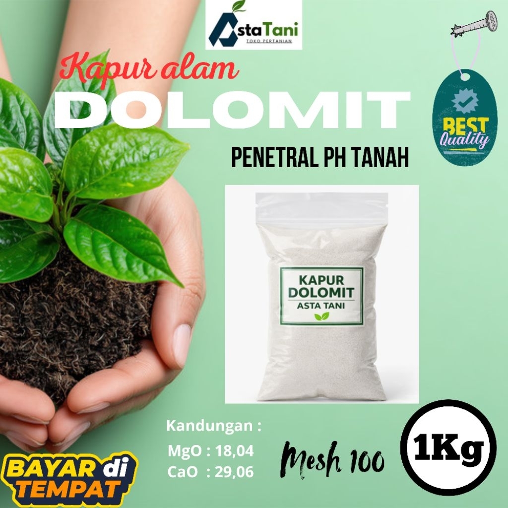 Kapur Dolomit Penetral Ph Tanah- Isi 1 Kg- mesh 100