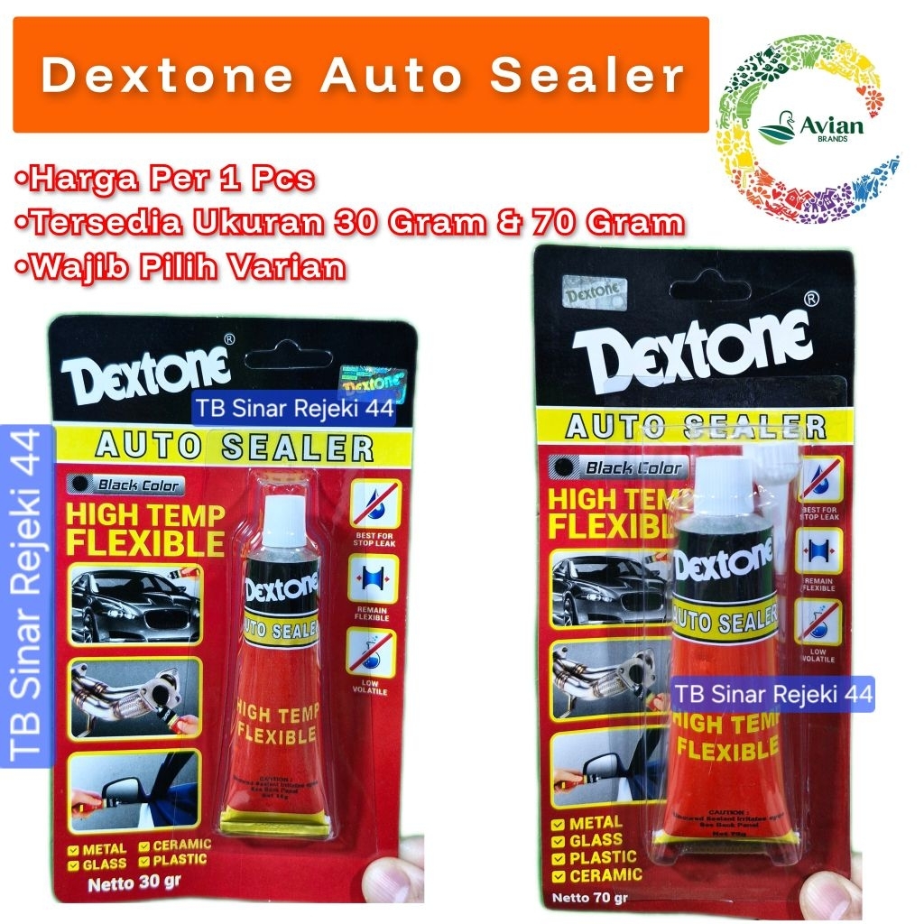 Dextone Auto Sealer (Hitam) 30 / 90 Gram Lem Silicone Serbaguna Packing Gasket Knalpot Tahan Panas