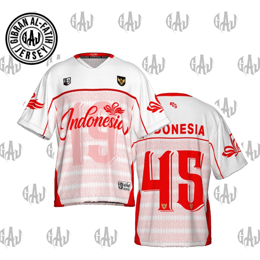 GAJ COD Kaos Jersey Indonesia Merah Putih Boxy Bahan Milano Brazil UnisexHockey | Padel | Voli | Bol