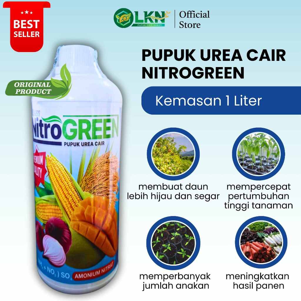 LKN Pupuk Cair Organik | Pelebat Daun | PUPUK UREA CAIR KEMASAN 1L | NITROGREEN