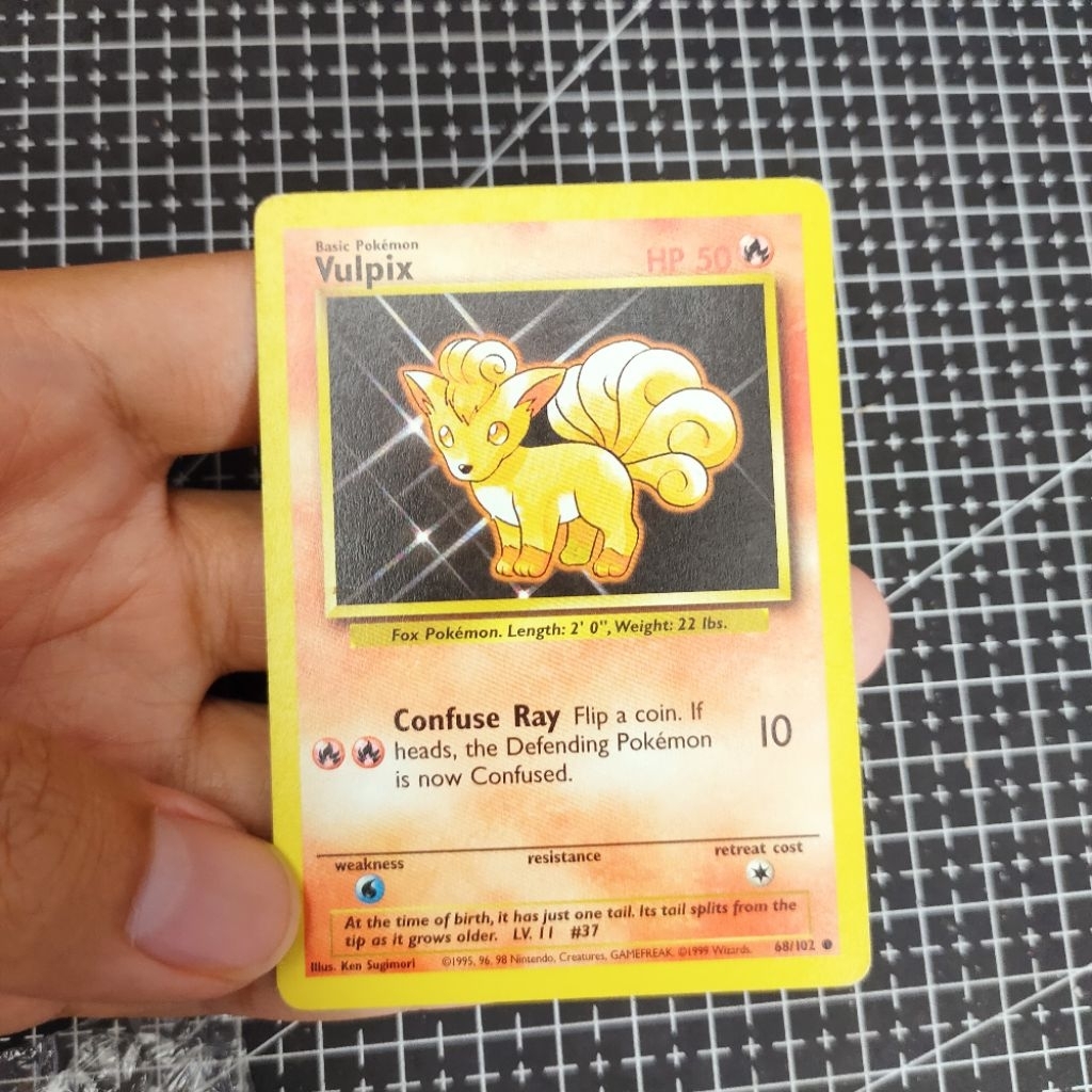 kartu pokemon vulpix base set 68/102 vintage 1999 original
