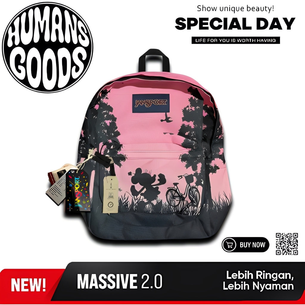 HUMANS GOODS - TAS JANSPORT DISNEY MICKEY MOUSE PINK SILHOUTTE - JANSPORT DISNEY PINK - SCHOOL BAGS 