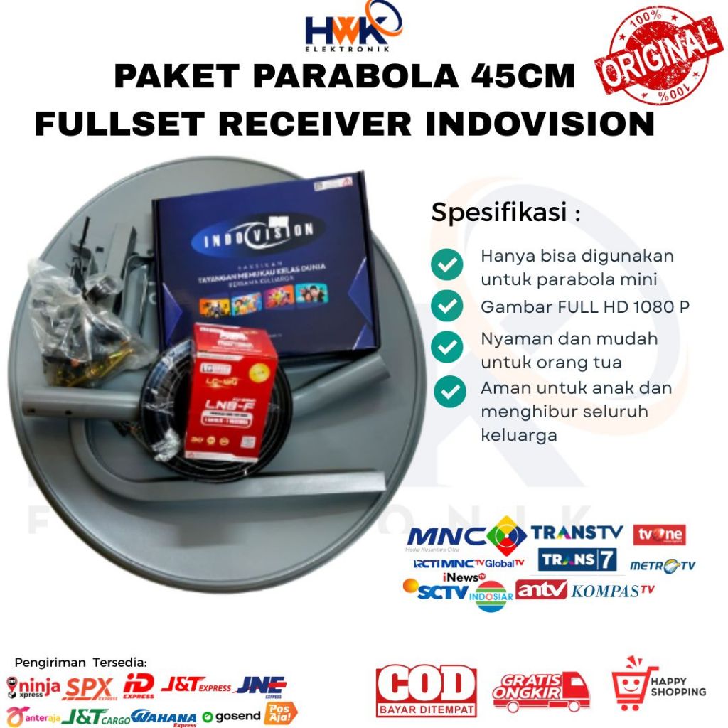 Fullset Parabola Mini Ku-Band 45cm Receiver Indovision Rekomendasi (Best Seller)