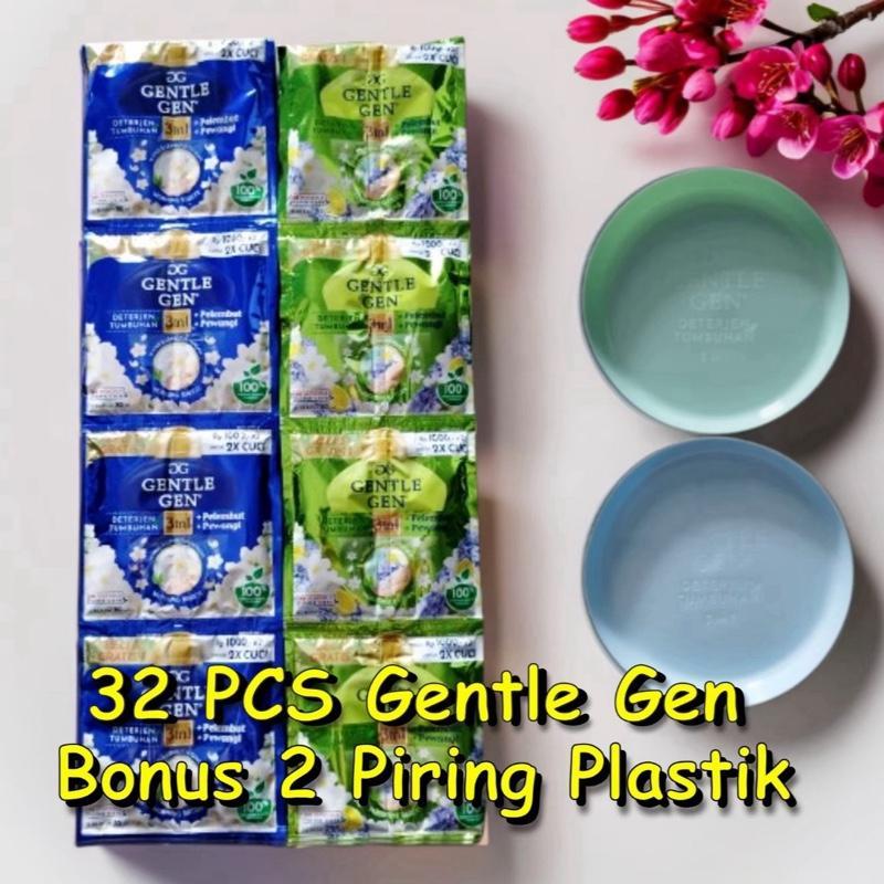 Gentle Gen Box isi 32 Pcs FREE PIRING CANTIK Gentle gen sachet dengan Hadiah Piring Cantik