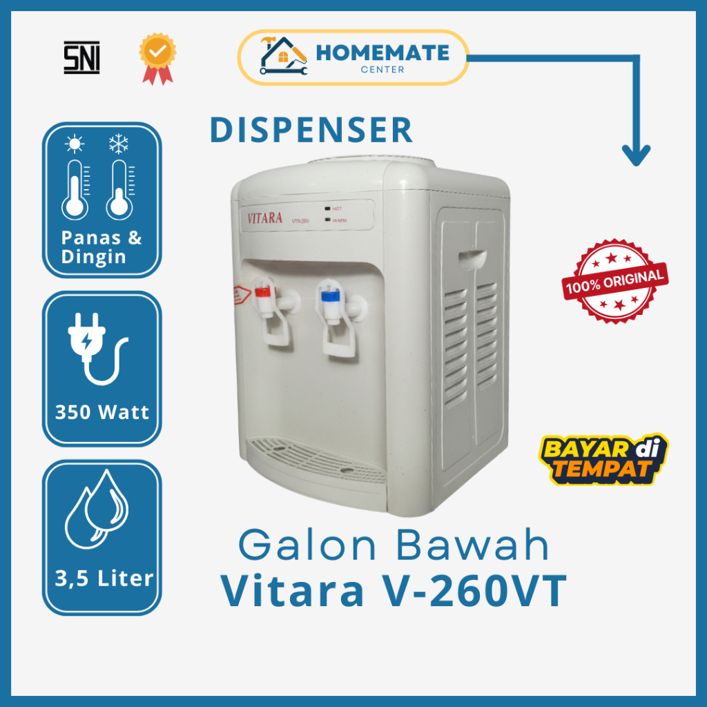 Dispenser Vitara V-260VT Galon Atas Hot dan Normal Murah Awet - Dispenser Meja 350W