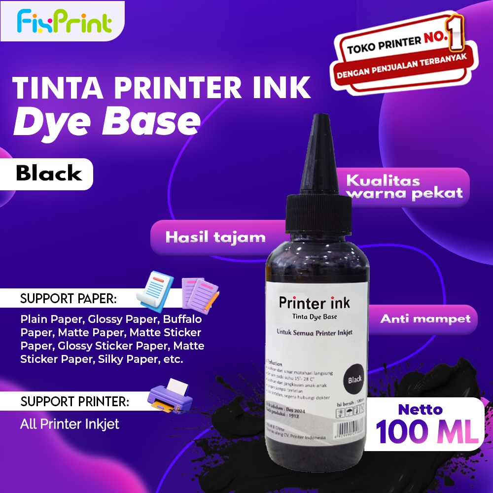 FixPrint Tinta 100ml Dye Base Cartridge Infus Printer 678 680 682 802 803 685 Printer 2135 2335 2336