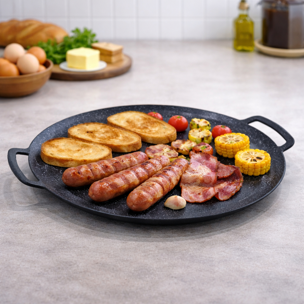 Wajan Datar Anti Lengket | Teflon Tipis Dengan Handle | Wajan Bakar Roti Sosis Pancake