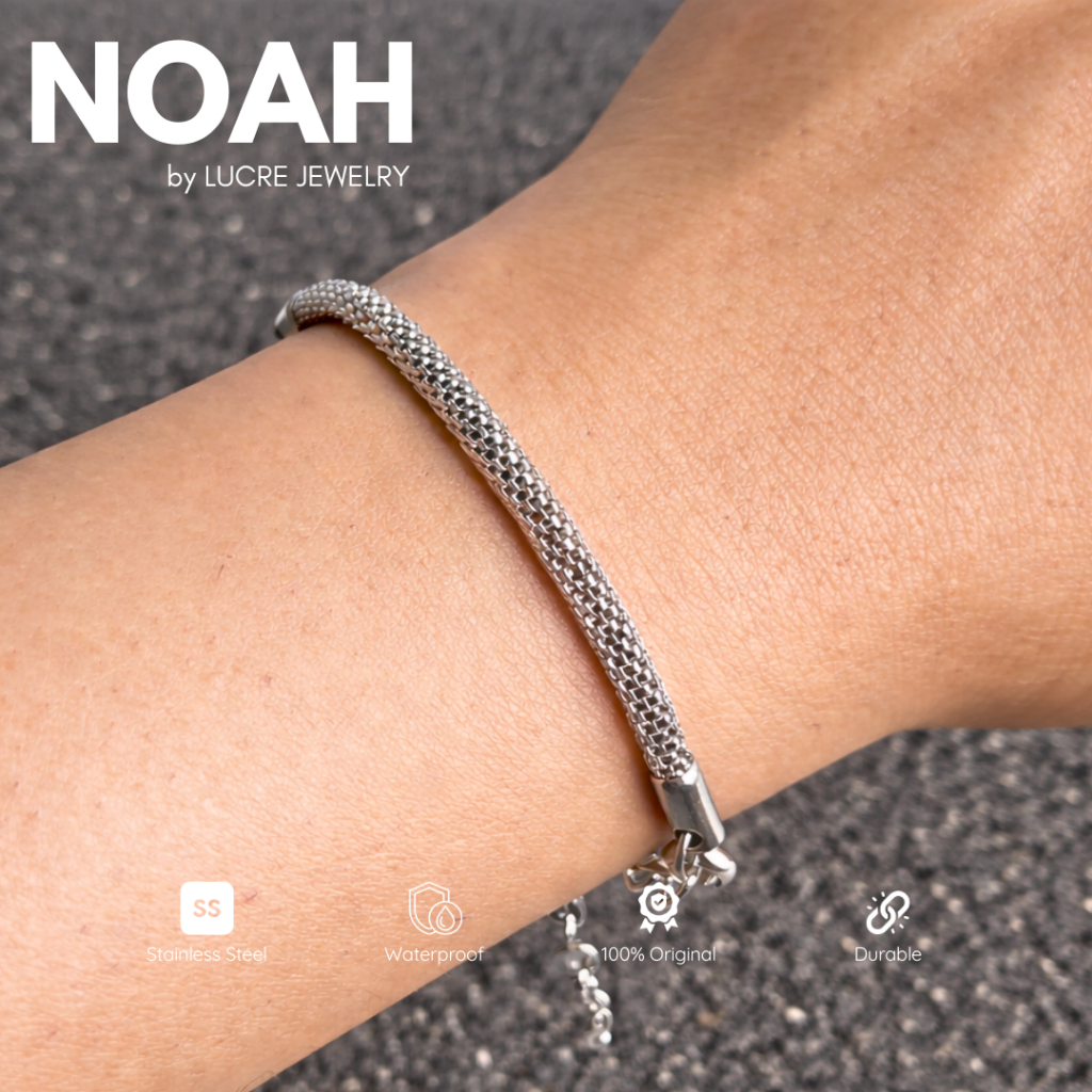 Lucre Gelang Pria NOAH |  Original Real Titanium Anti Karat Tali Rantai Premium Stainless Steel Pria