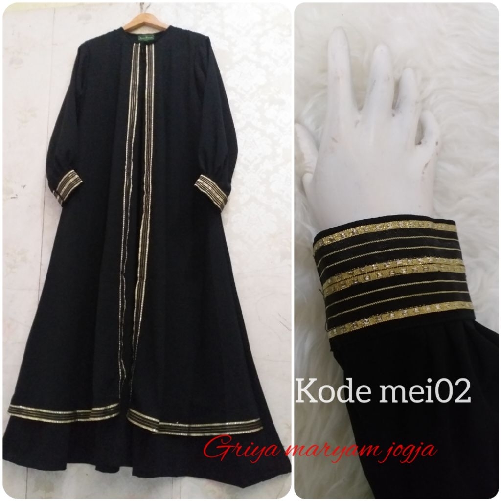 gamis rompi lis renda pita gold