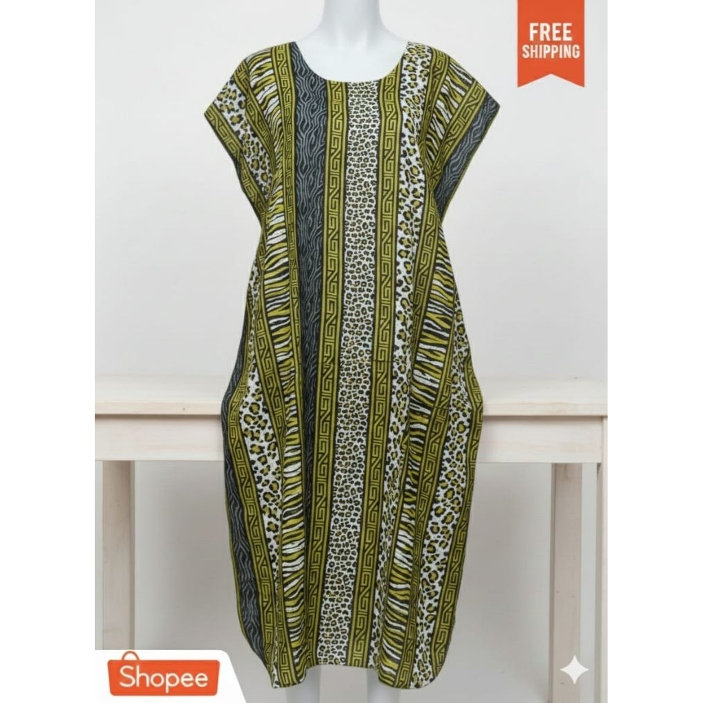 Daster midi jumbo leopard | daster wanita rayon adem | grosir daster kekinian