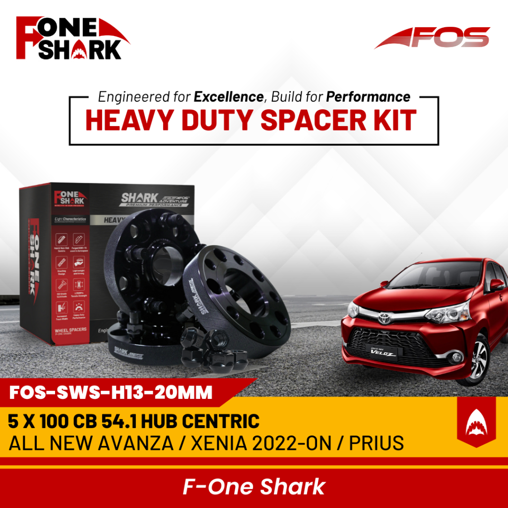 F-One Shark FOS Heavy Duty Wheel Spacer Adaptor Roda Velg Toyota All New Avanza Veloz / Xenia 2022-O