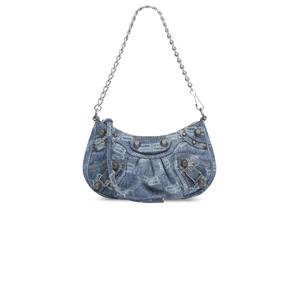 Geeluxury Le Cagole Mini with Chain BB Monogram Denim Bleached Blue