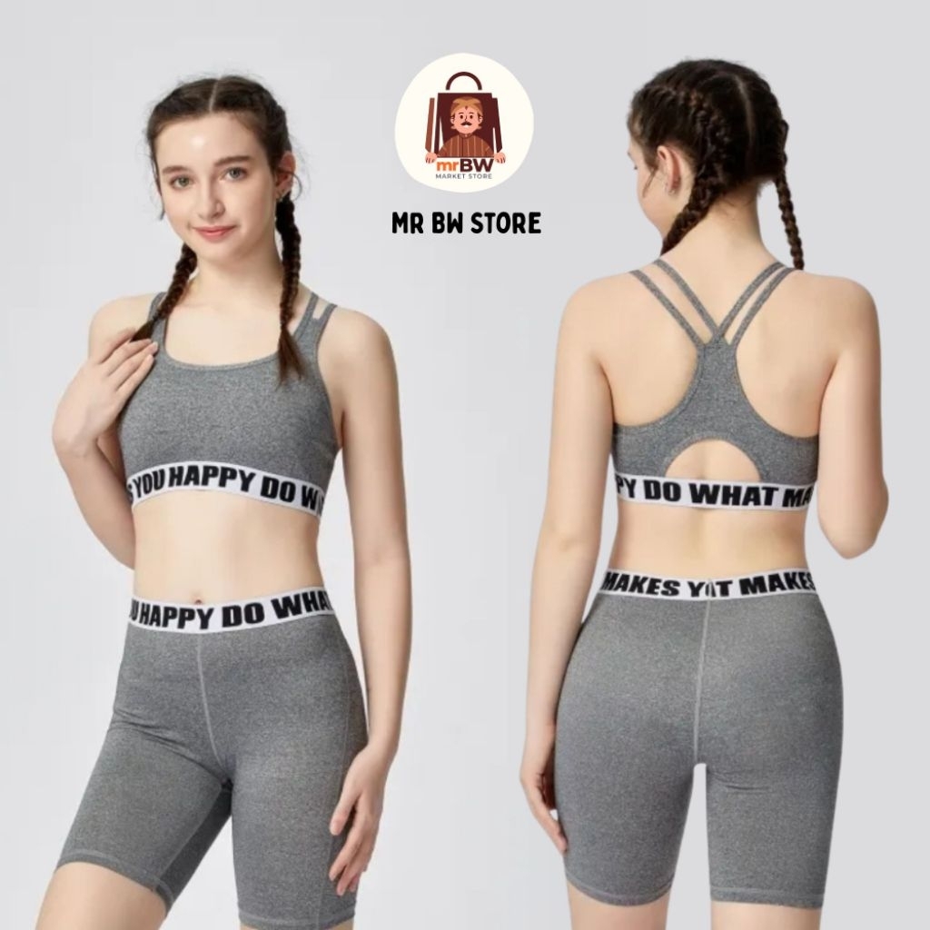 Energized Artletes Junior Strappy Sports Bra with Slogan Elastic Band 100-1001C, Sport bra anak, leg