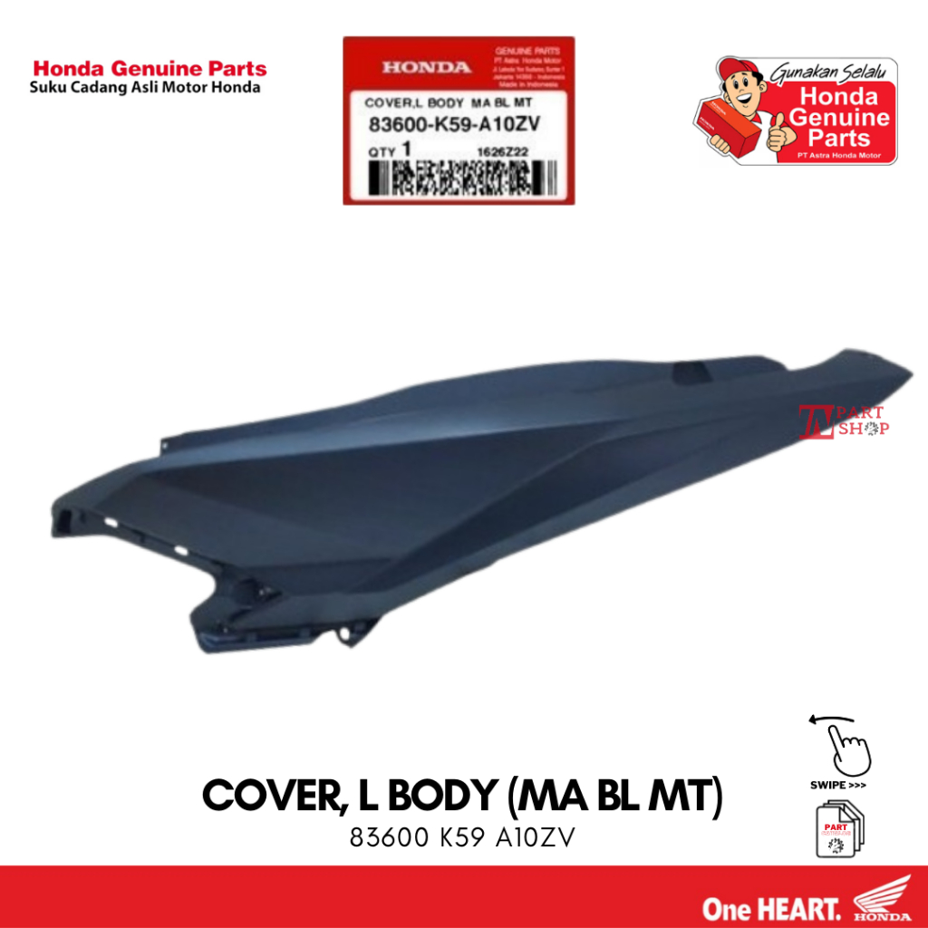 Cover Body Belakang Kiri Biru Doff (Cover L Body (MA BL MT)) - Vario 125 eSP K60 & 150 K59 / 83600-K