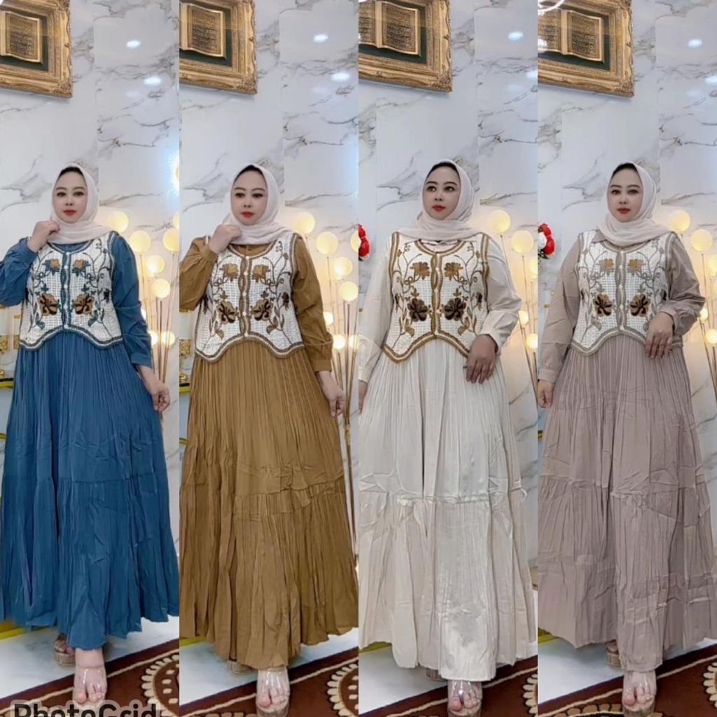 gamis plisket / gamis import plisket model terbaru