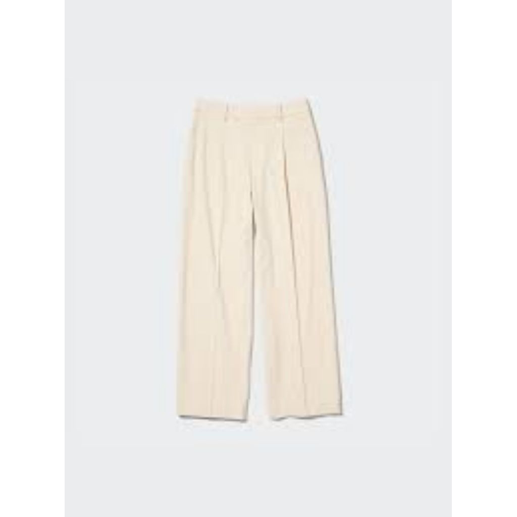 Uniqlo wide pleated pants (celana lebar lipit) in natural size S