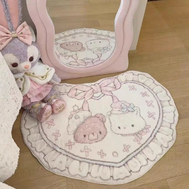 [PREORDER] Karpet Lantai Bulat Shabby Chic – Karpet Kamar Tidur Tebal Motif Princess