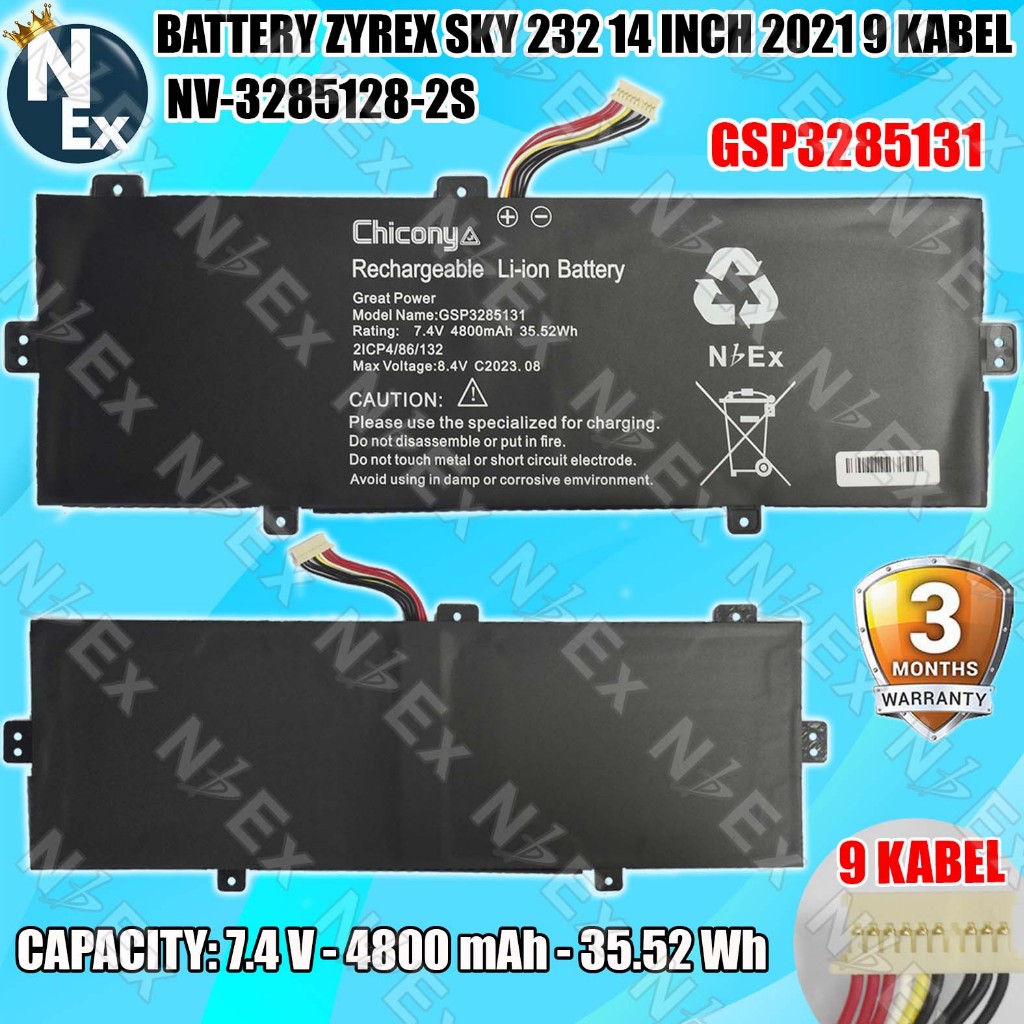 BATTERY ZYREX SKY 232 14 INCH 2021 9 KABEL NV-3285128-2S