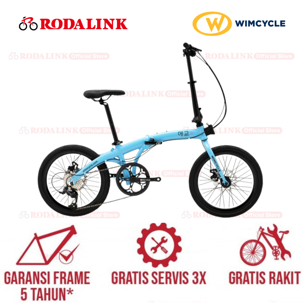 Wimcycle Sepeda Lipat Pocket Rocket 20 inch Aegyo Korean Series - Blue