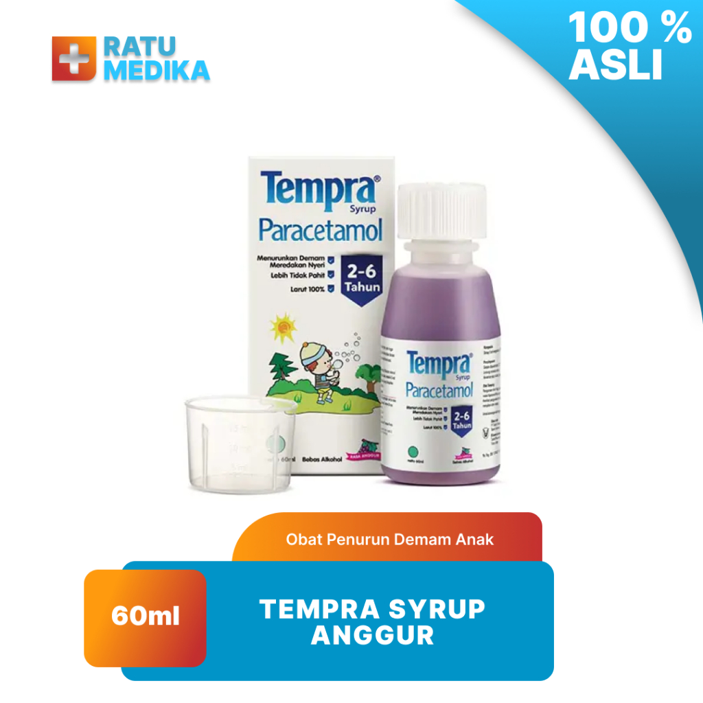 Tempra Sirup 60ml Meredakan Demam Nyeri Ringan Paracetamol 160mg Anak Dewasa