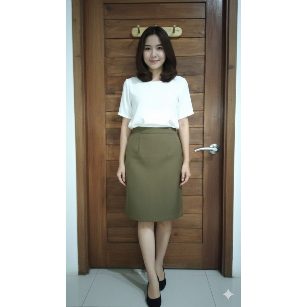 Rok Wanita Warna Coklat Khaki ASN Pemda
