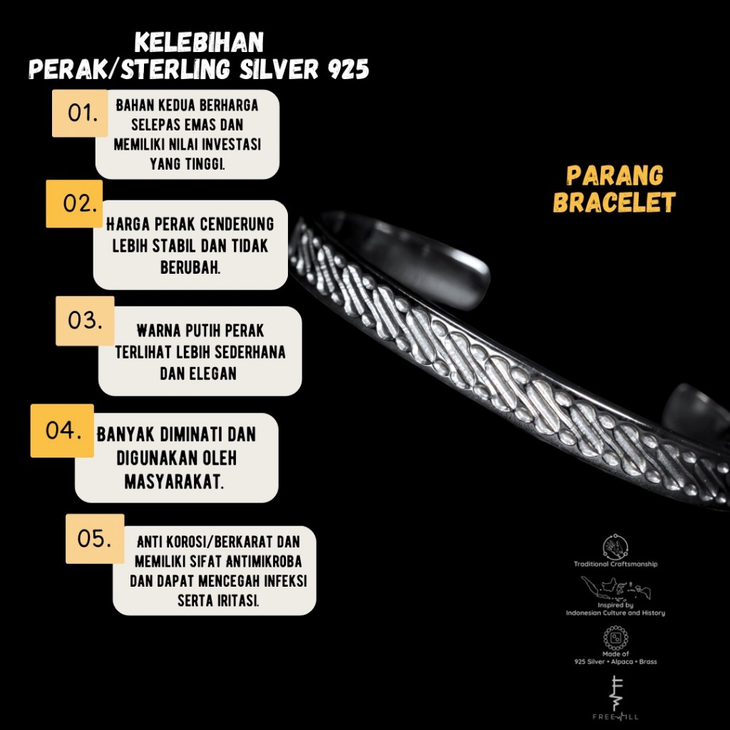 Gelang Perak Pria PARANG FREEWILL - 925 Sterling Silver Bracelet