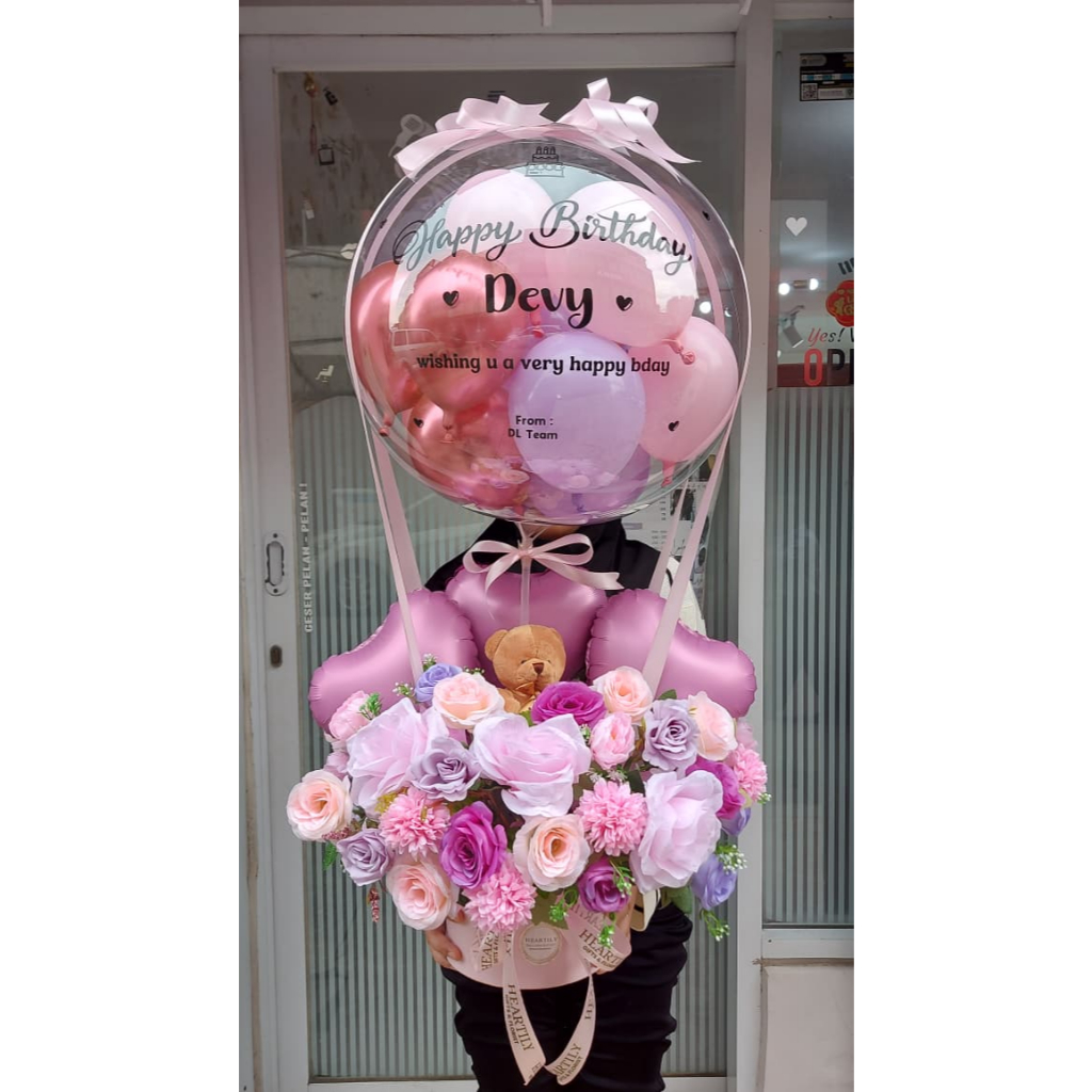 [ HEARTILY BALLOON ] XXL BLOOM BOX + BEAR BUKET BALON BUNGA BUKET BUNGA BALON BALON BABY BORN HADIAH