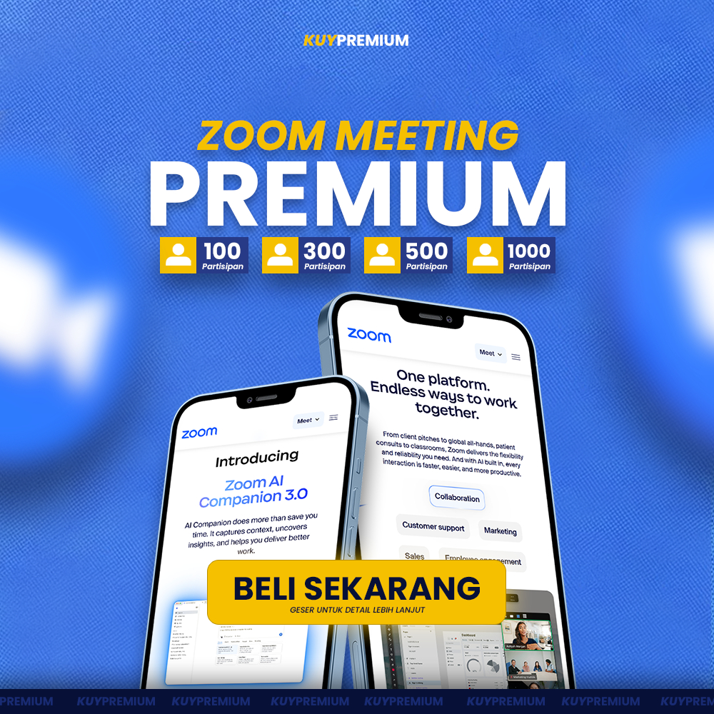 Layanan Upgrade Zoom Meeting Pro | Membership 1 Tahun | 100 300 500 1000 Partisipan | Aman