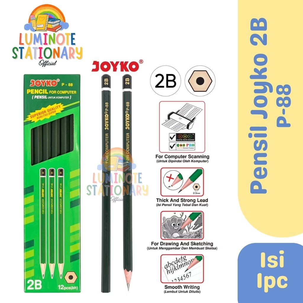 LUMINOTE STATIONERY || (1 BIJI) Pensil 2B Joyko P-88//Pensil Joyko 2B P-88//Pensil 2B Joyko P-88 Hij