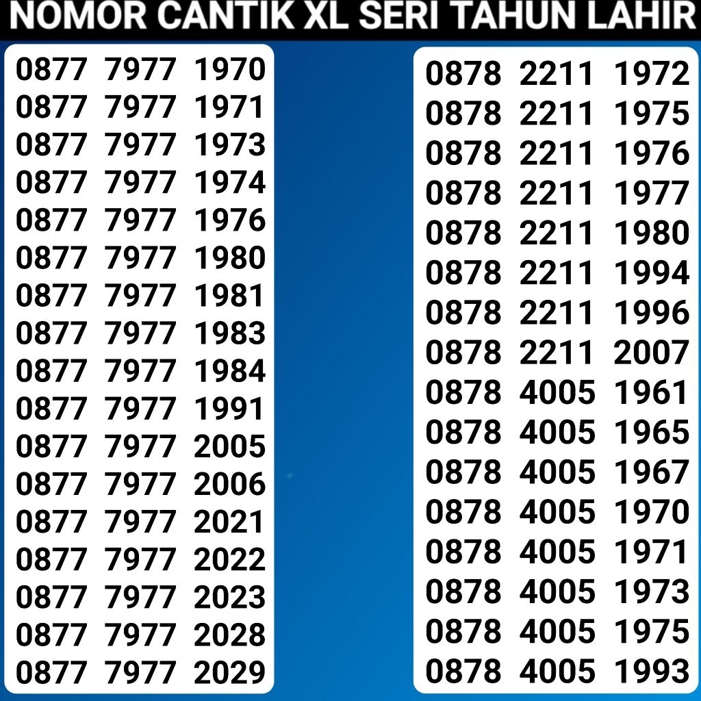 NOMOR CANTIK XL KARTU PERDANA SIMCARD BOS SERI TAHUN LAHIR